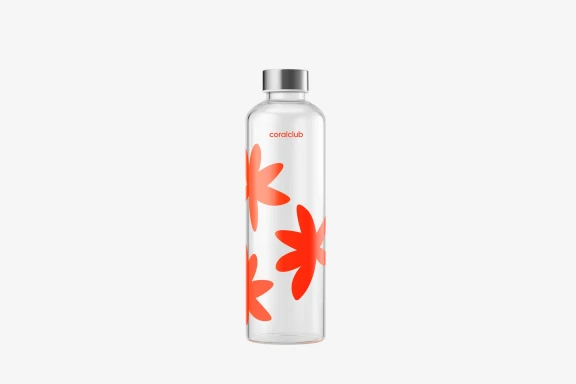 Szklana butelka "ClearWater" z etui, czerwona